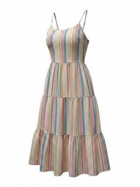 Roxy Women's Pastel Stripe Tiered Sundress Size M